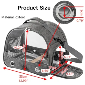 10001 Dimensions of foldable plastic bird travel carrier for parrots and small birds