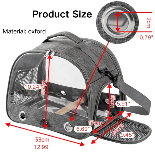 10001 Dimensions of foldable plastic bird travel carrier for parrots and small birds