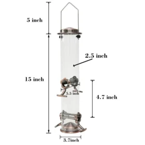 Size dimensions of hanging metal bird feeder bowl for parrots and small birds