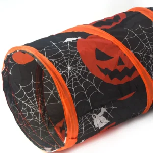 10002 Close-up of polyester fabric and Halloween print details on cat tunnel