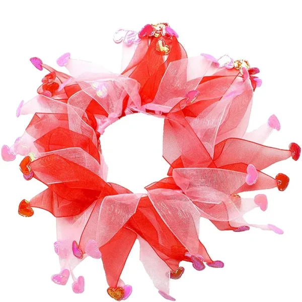 10004 Close-up of Valentine’s Day-themed dog neckbands and headbands with cute heart designs