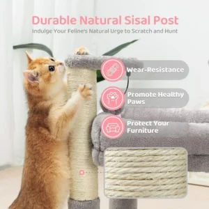 10004 Interactive cat tree with scratching posts, climbing platforms, and resting condo for kittens and cats