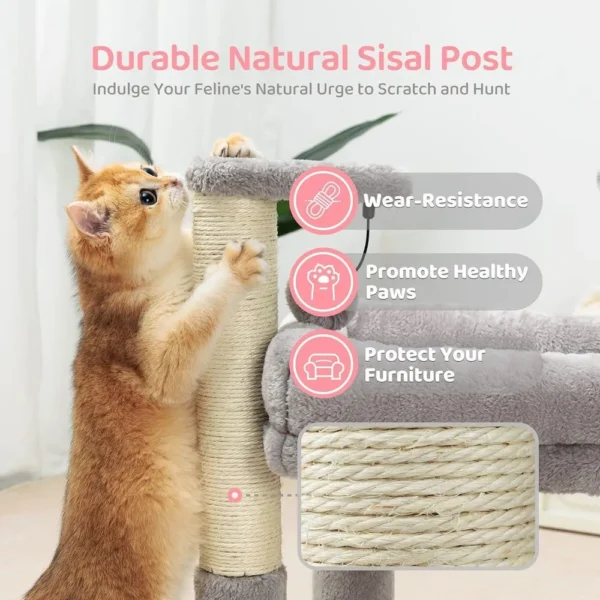 10004 Interactive cat tree with scratching posts, climbing platforms, and resting condo for kittens and cats