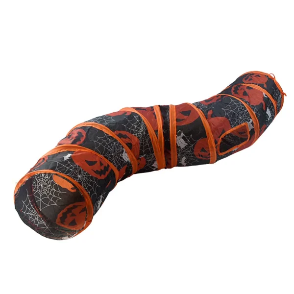 10004 Halloween-themed foldable S-shaped cat tunnel toy in polyester – wholesale pet play tube