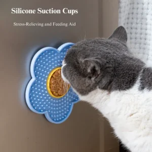 Sunflower silicone lick mat showing anti-slip base and easy-to-clean design