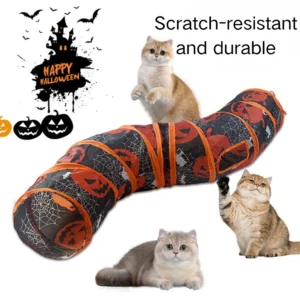 10006 Cat playing inside foldable Halloween S-shaped tunnel toy