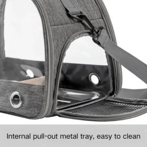 10010 Portable bird carrier with perch and removable tray for easy cleaning