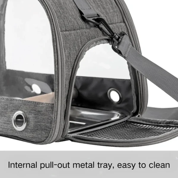 10010 Portable bird carrier with perch and removable tray for easy cleaning