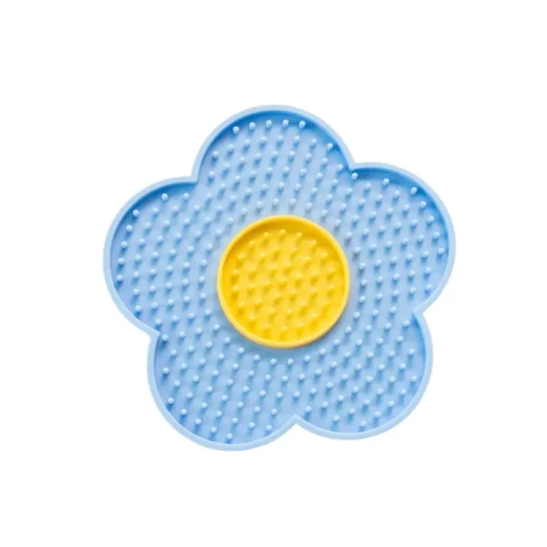Two-Tone Sunflower Silicone Pet Lick Mat – Slow Feeder Tray for Dogs & Cats