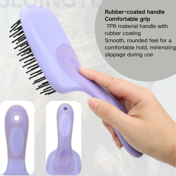 10001 Horse being groomed using multi-function grooming brush in stable setting