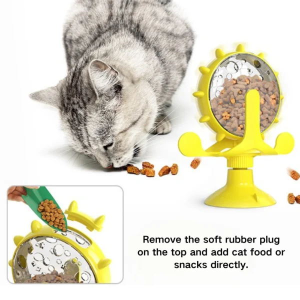 10001 360° rotating cat puzzle feeder dispensing treats during playtime