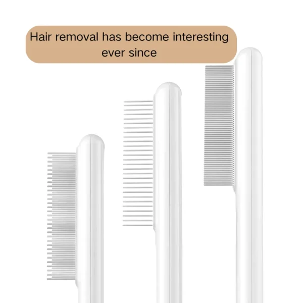 10001 Close-up view of stainless steel pet deshedding comb teeth for safe and effective hair removal