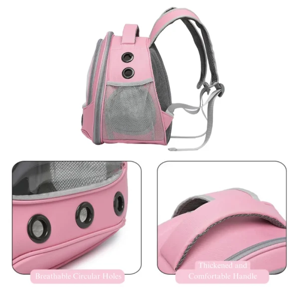 10001 Pet backpack side pocket detail for storage of small accessories