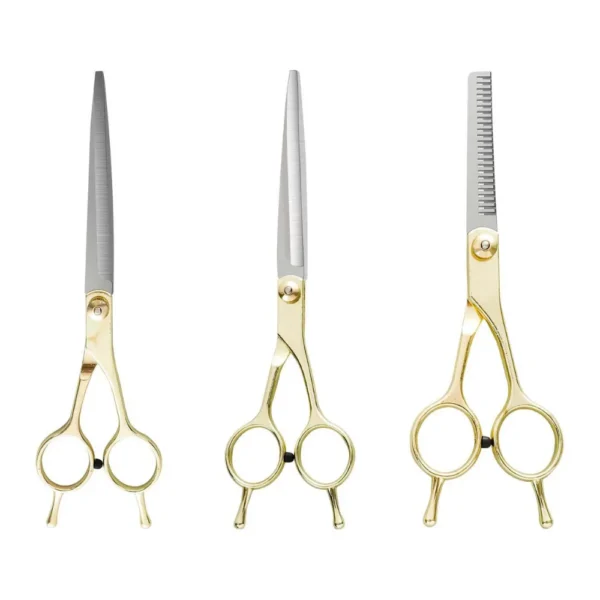 7.7" & 6.5" Stainless Steel Pet Grooming Scissors – Straight, Curved & Thinning Shears