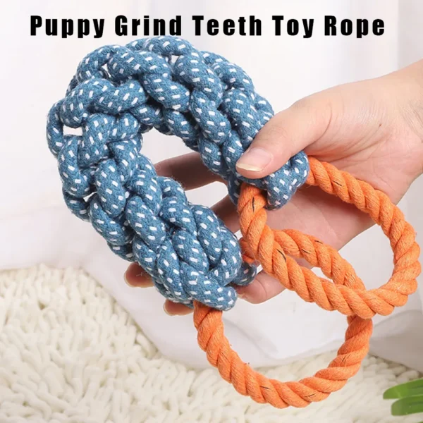 10002 Close-up view of durable twisted cotton rope with reinforced double ring design