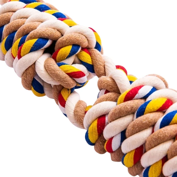 10002 Durable multi-color cotton rope dog toy detail for chewing and tugging
