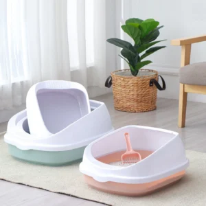 Easy Cleaning with Scoop for High Side Cat Litter Box