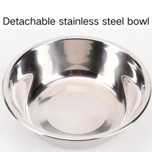 Close-up of smooth wheat straw pet bowl showing detachable parts and non-slip base