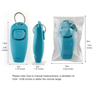 Size chart of 2-in-1 dog training whistle clicker, wholesale pet training accessory