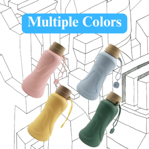 Demonstration of leak-proof foldable silicone dog water bottle with cup