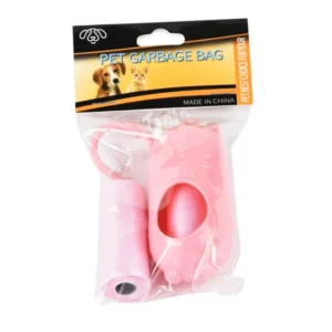 Close-up of cute bear-shaped dog poop bag dispenser with secure clip