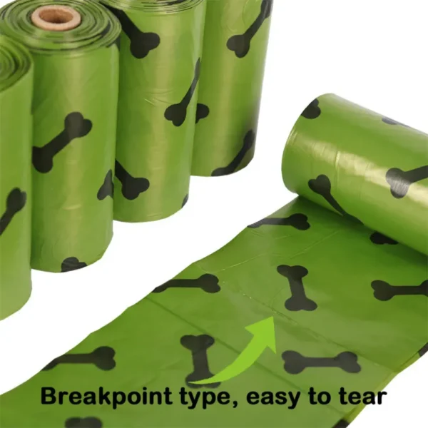 10003 Dog poop bag dispenser showing easy tear biodegradable HDPE EPI waste bags