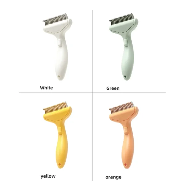 10003 Professional groomer using ergonomic grooming brush on dog in grooming salon