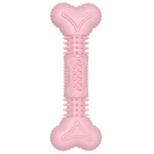Bone-shaped TPR dog chew toy in pink color for small dogs bulk supply