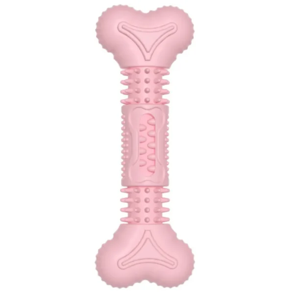 10003 Bone-shaped TPR dog chew toy in pink color for small dogs bulk supply