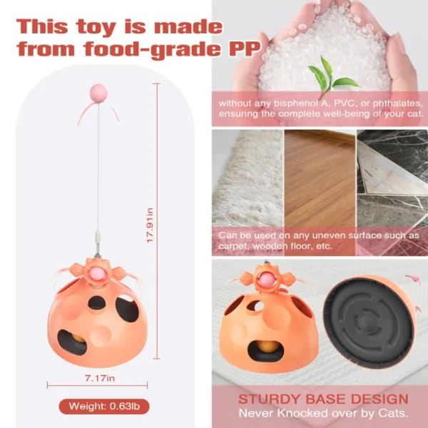 10003 Cat Playing with Multi-Level Ball Track and Teaser Wand – Interactive Self-Play Toy