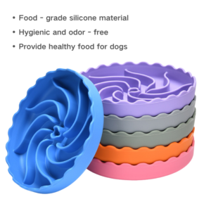 10003 Close-up of arc-shaped interior and strong suction cups on silicone dog slow-eating bowl