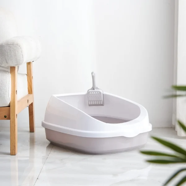 10003 High-Sided Open Top Cat Litter Box with Scoop – Durable Design for Cats and Kittens