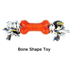 Pet owner using cotton rope bone dog toy for training and outdoor play