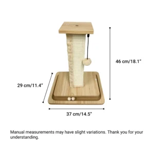 Size chart illustrating measurements of kitten cat tree scratching post