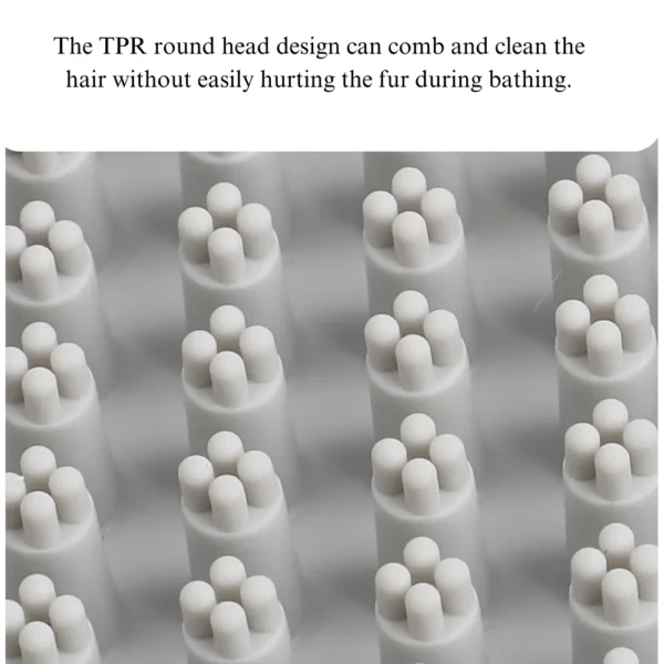 10003 Close-up of silicone bristles on pet de-shedding massage bath brush