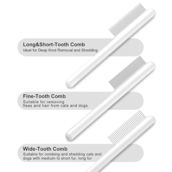 Stainless Steel Pet Deshedding Comb – Cute Cat Hair Removal Brush with Long, Short, Fine & Wide Teeth Options（MOQ 100）