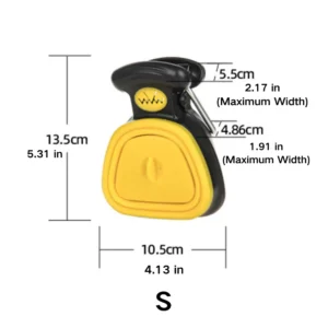 Size chart of portable pet poop scooper with length and width dimensions