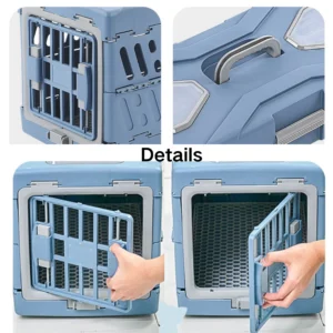 10004 lose-up of strong lock and ventilation holes on hard-sided pet carrier crate