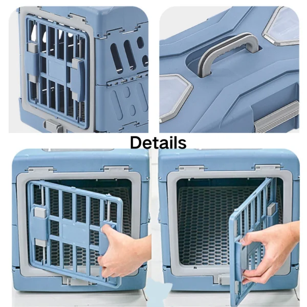 10004 lose-up of strong lock and ventilation holes on hard-sided pet carrier crate