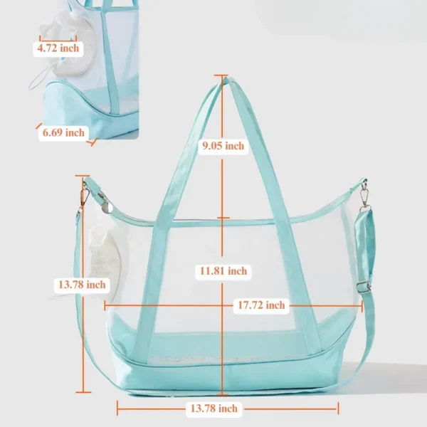 10004 Size chart of foldable transparent nylon mesh pet carrier bag for cats and small dogs