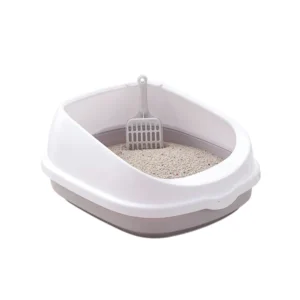 High-Sided Open Top Cat Litter Box with Scoop – Easy-Clean Kitten Toilet for Mess Prevention