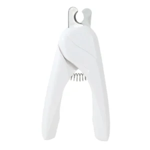 White stainless steel pet nail clipper with non-slip handle