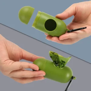 10005 Dog poop bag dispenser showing easy tear biodegradable HDPE EPI waste bags