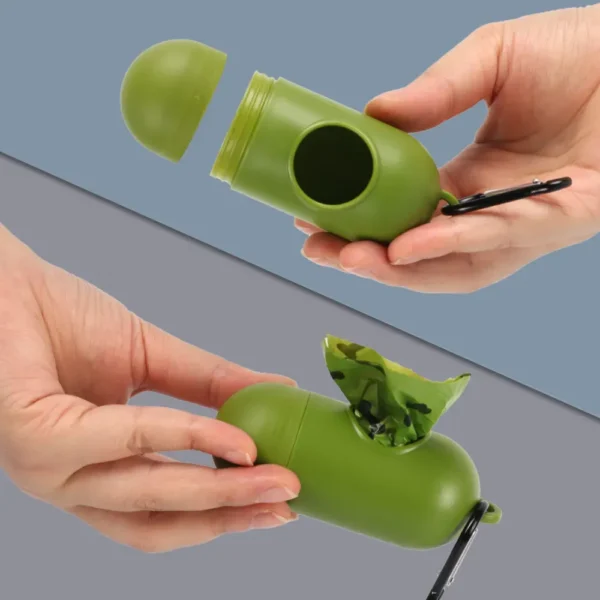 10005 Dog poop bag dispenser showing easy tear biodegradable HDPE EPI waste bags