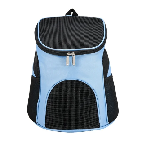 Breathable mesh pet carrier backpack for cats and dogs in black, red, and blue – wholesale travel bag