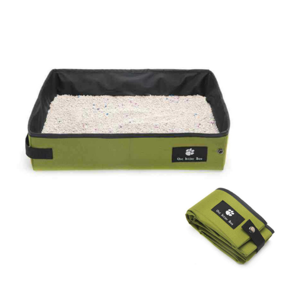 10005 Green foldable and leak-proof cat litter box, lightweight portable design
