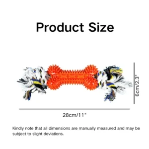 10005 Size chart of bone-shaped cotton rope TPR dog toy for small and medium dogs, wholesale pet products