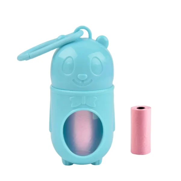 10005 Size comparison chart of bear-shaped dog poop bag holder with clip and waste bags