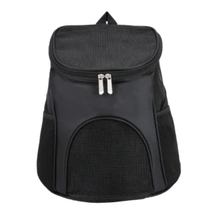 Black breathable mesh pet carrier backpack for cats and dogs