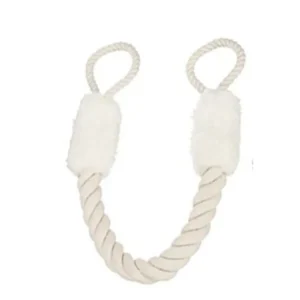 10006 Brown and white cotton rope dog chew toy – color option white
